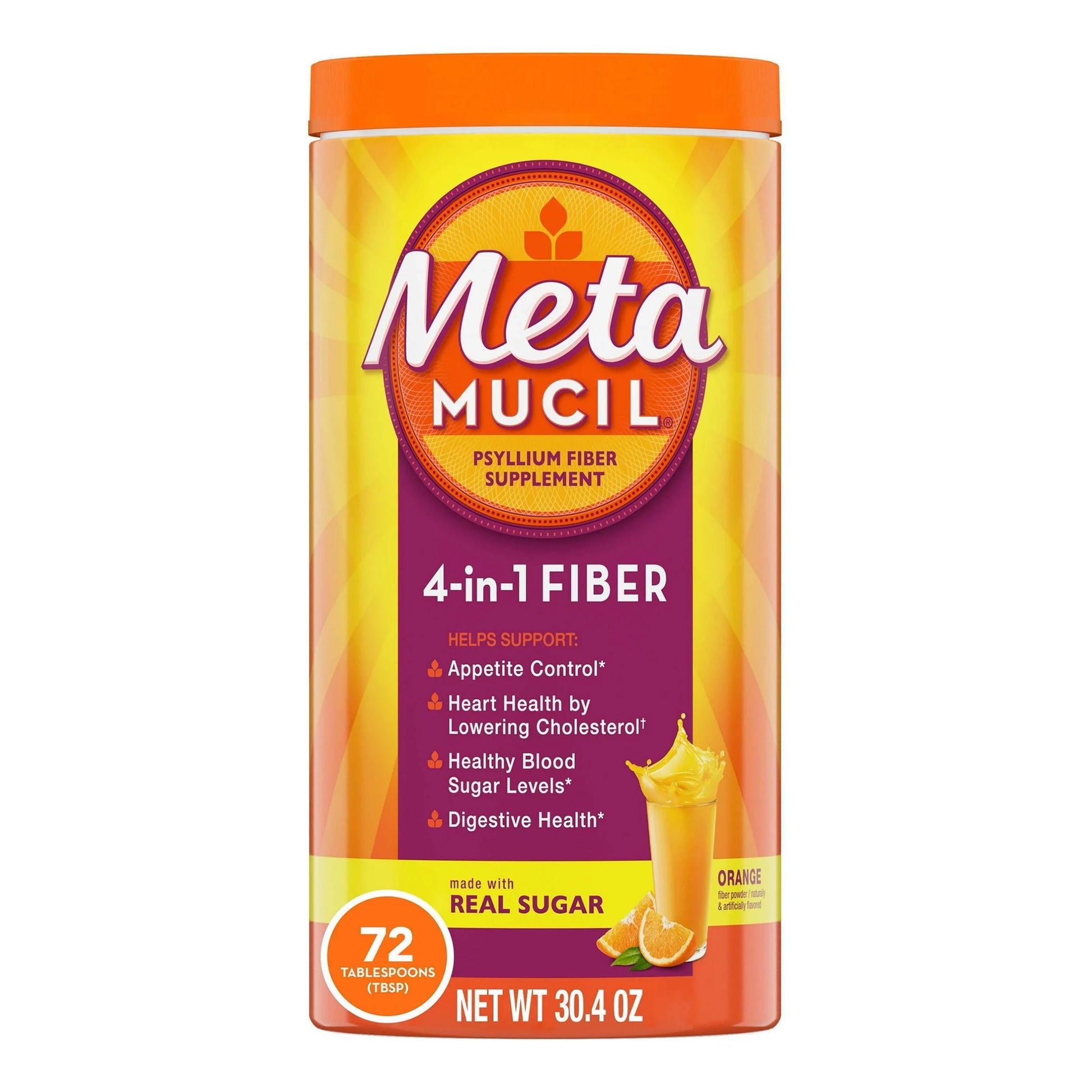 Fiber Supplement Metamucil® Orange Flavor Powder 30 oz. 3.4 Gram Strength Psyllium Husk