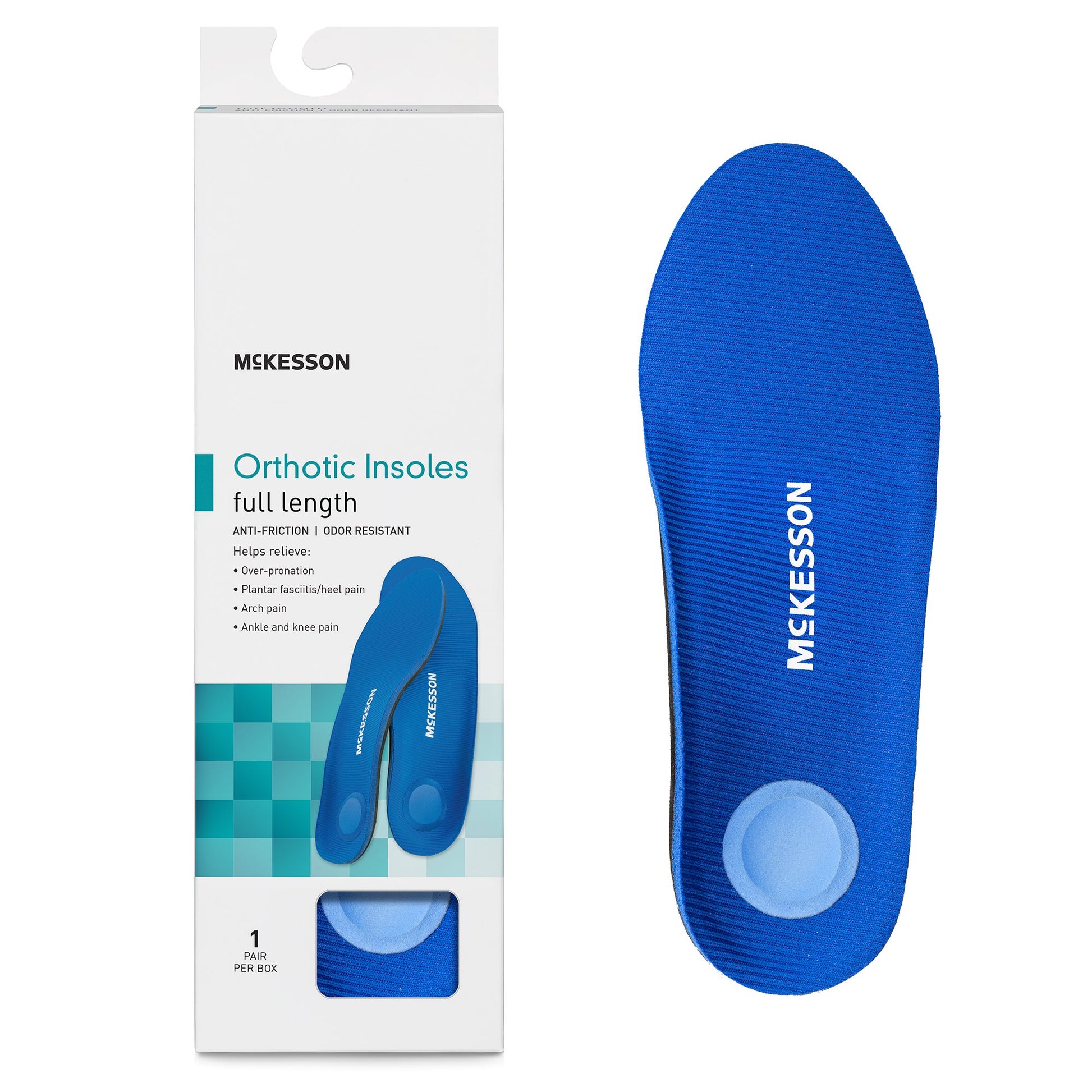 Orthotic Insole McKesson EVA / Polyester / Polypropylene / Poron® Women 6.5 to 8.5 / Men 5 to 6 Black / Blue