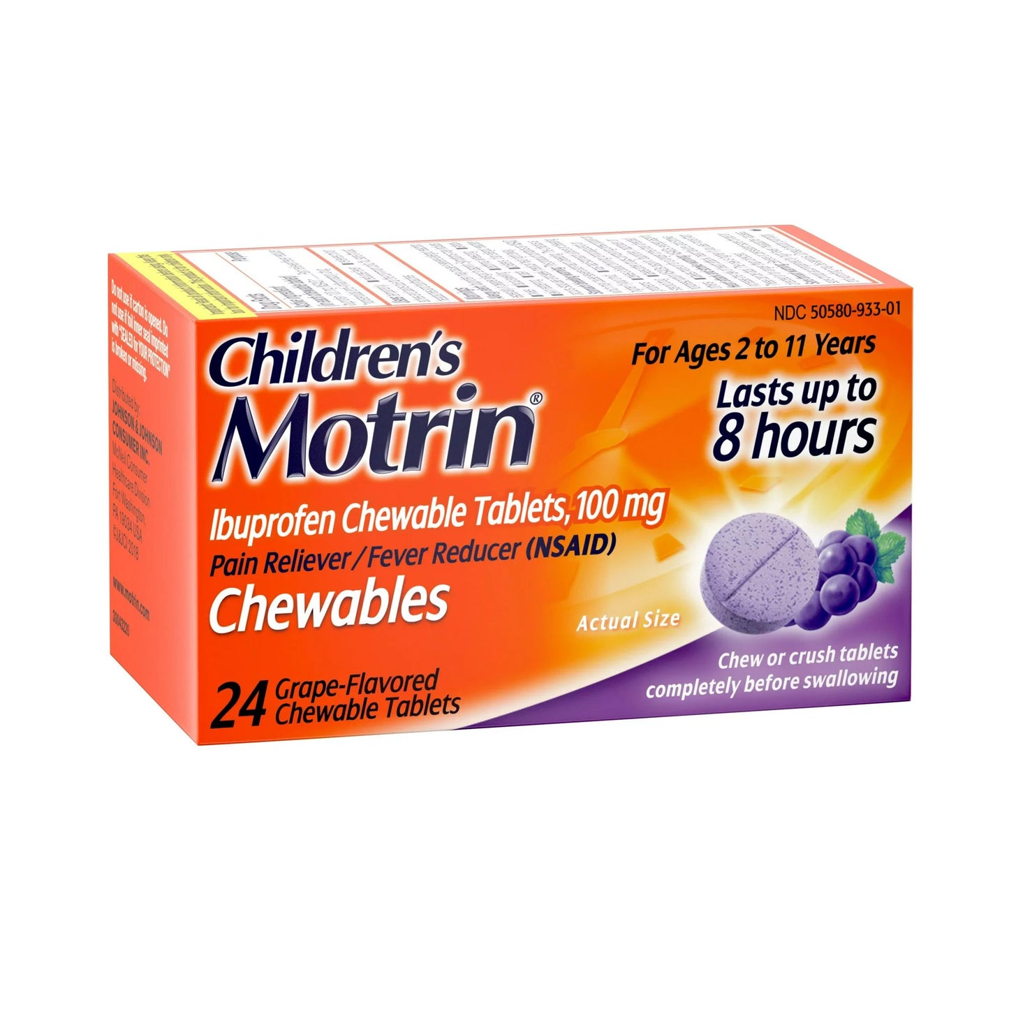 Children's Pain Relief Motrin® 100 mg Strength Ibuprofen Chewable Tablet 24 Per Bottle