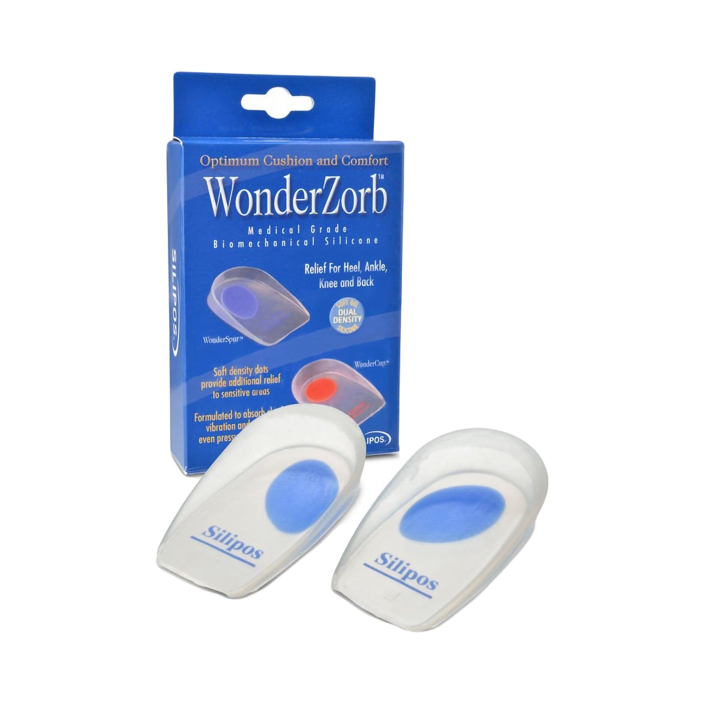 Heel Cup WonderZorb® WonderSpur Blue Dot Silicone Women 10 to 12 / Men 9 to 11 Blue