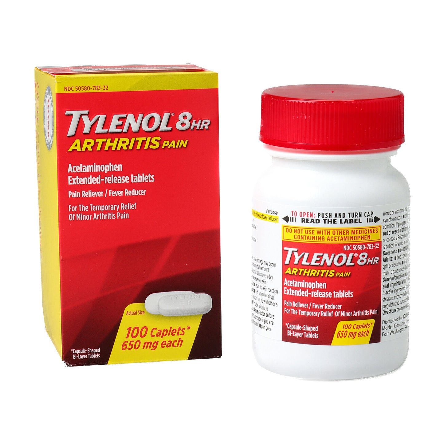 Pain Relief Tylenol® Arthritis 650 mg Strength Acetaminophen Caplet 100 per Bottle