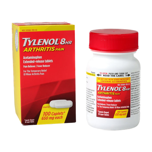 Pain Relief Tylenol® Arthritis 650 mg Strength Acetaminophen Caplet 100 per Bottle