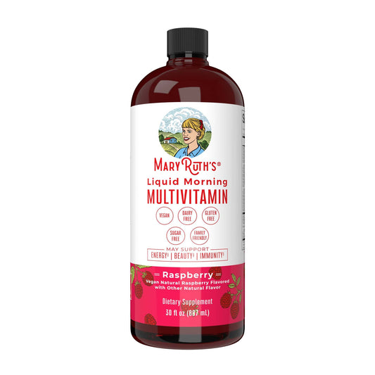 Dietary Supplement Mary Ruth's® Liquid Morning Multivitamin Vitamin A / C / D / E 80 mcg - 8 mg - 1.7 mcg - 1.5 mg Strength Liquid 30 oz. Raspberry Flavor