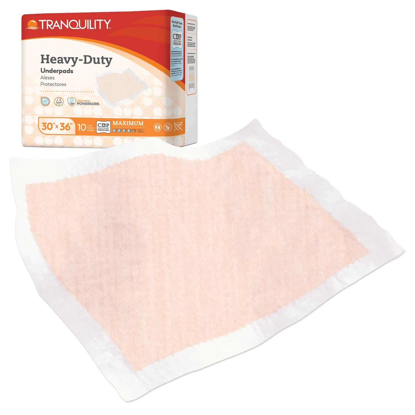 Disposable Underpad Tranquility® Heavy Duty 30 X 36 Inch Super Absorbent Polymer Heavy Absorbency