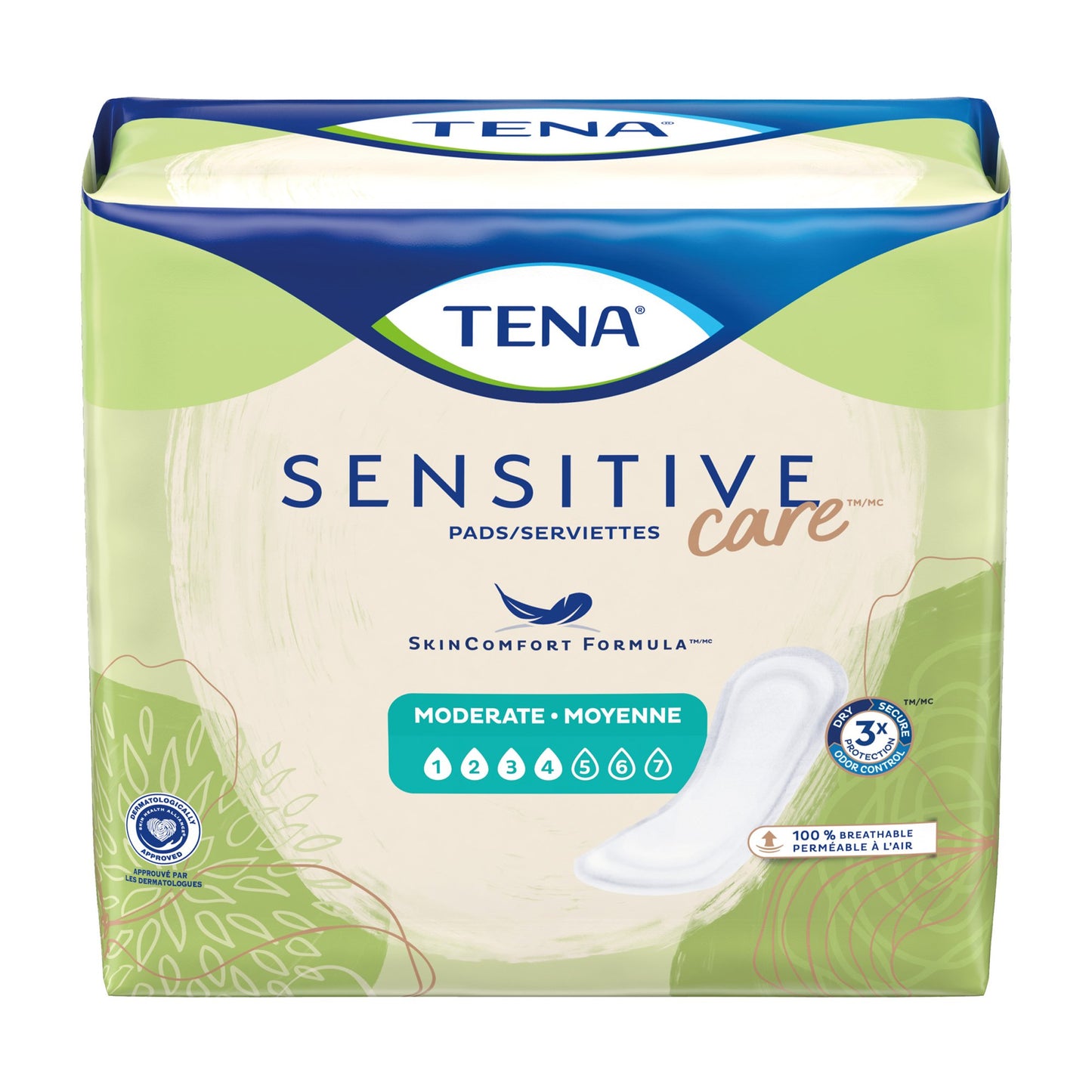 Bladder Control Pad TENA® Sensitive Care Moderate 11 Inch Length Moderate Absorbency Dry-Fast Core™ One Size Fits Most