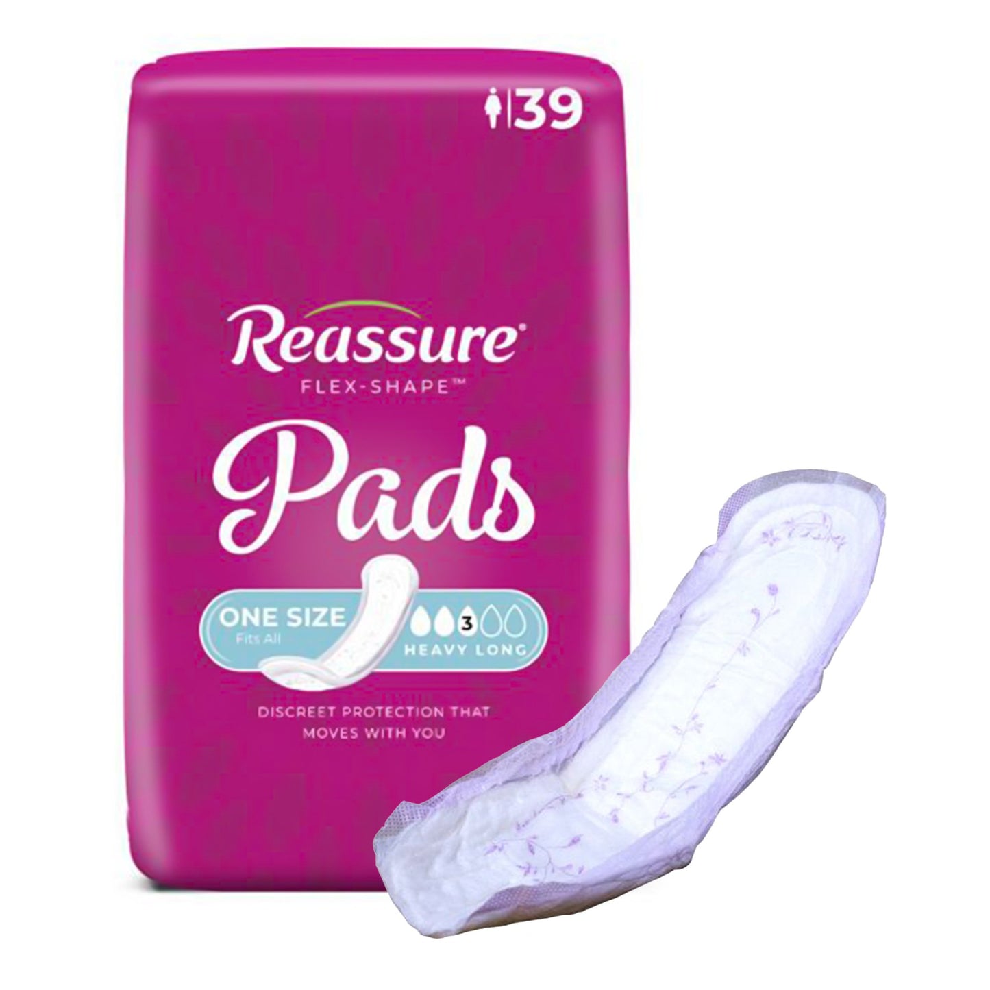 Incontinence Liner Reassure® Flex-Shape Pad™ Long 4-3/4 X 14 Inch Heavy Absorbency Polymer Core One Size Fits Most