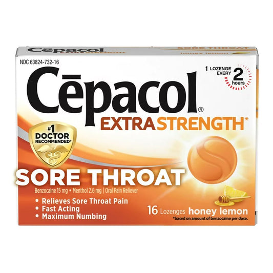 Sore Throat Relief Cepacol® Extra Strength 15 mg - 2.6 mg Strength Lozenge 16 per Box