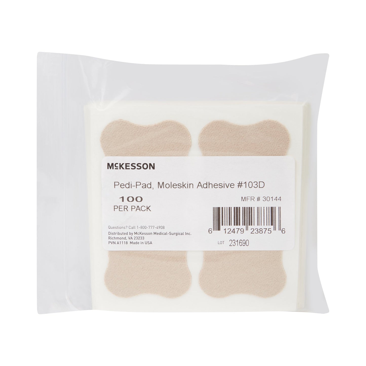 Protective Pad McKesson Pedi-Pad Size 103-D Adhesive Backing Foot