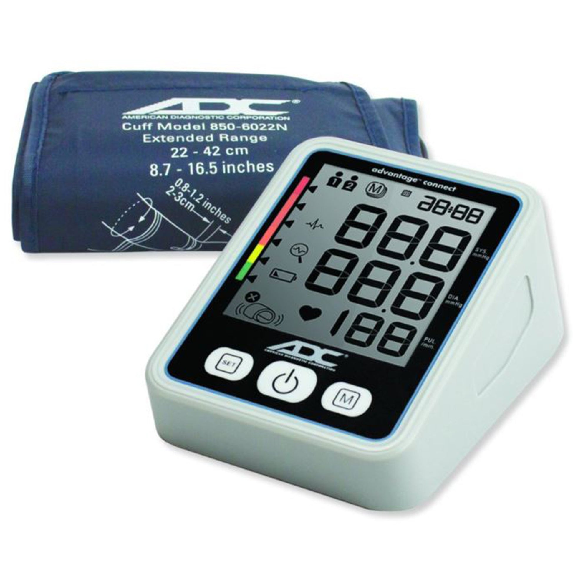 Home Automatic Digital Blood Pressure Monitor Advantage Connect® Wide Range Arm Nylon Cuff 22 - 42 cm Desk Model