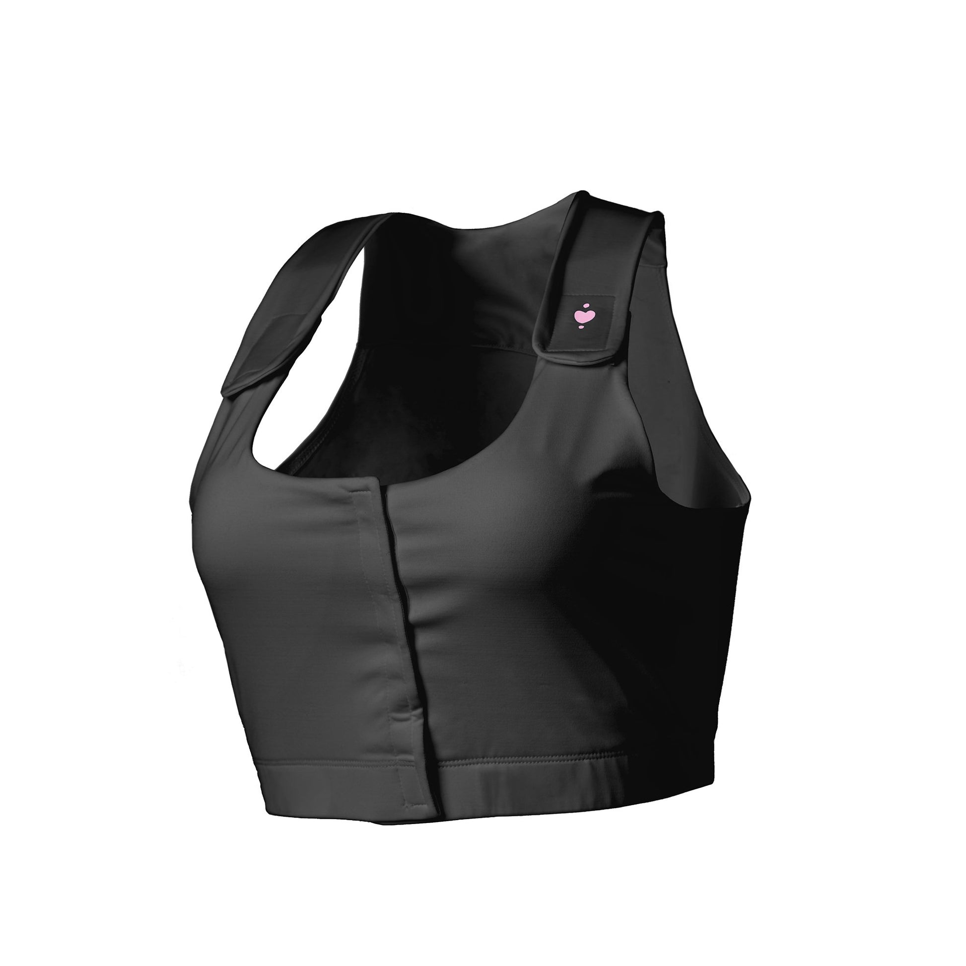 Post-Surgical Bra Serena 32 to 34 Inch Chest Medium Black Front Hook and Loop Closure Internal Pockets