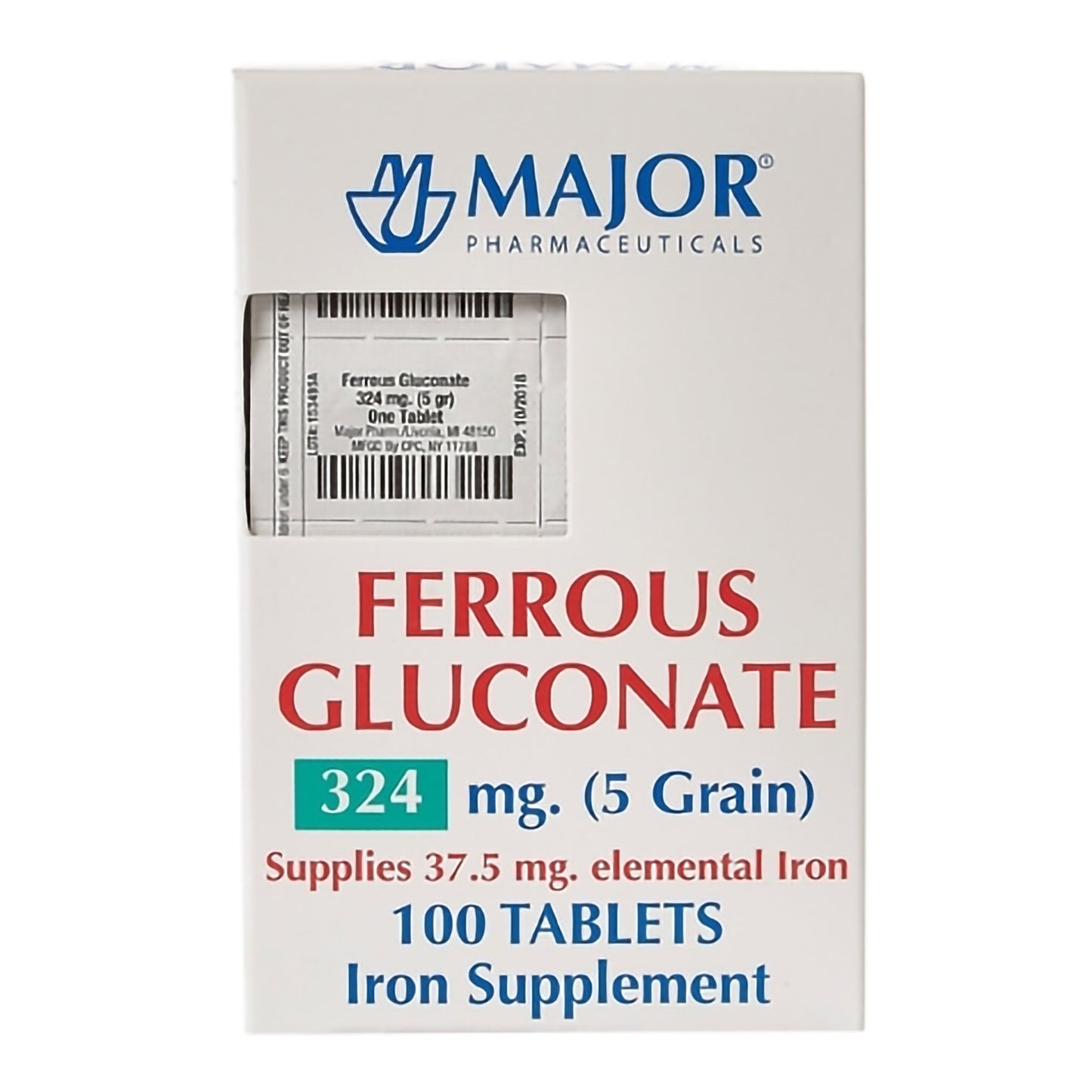 Mineral Supplement Major® Iron 324 mg Strength Tablet 100 per Box