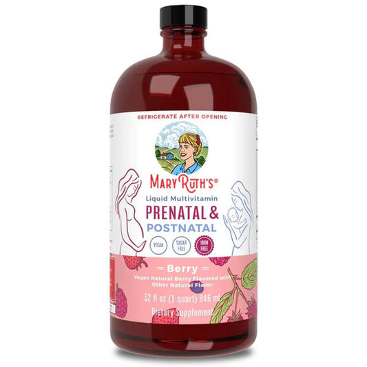 Dietary Supplement Mary Ruth's® Prenatal & Postnatal Liquid Multivitamin Vitamin A / C / D / E 750 mcg - 60 mg - 8 mcg - 19 mg Strength Liquid 32 oz. Berry Flavor