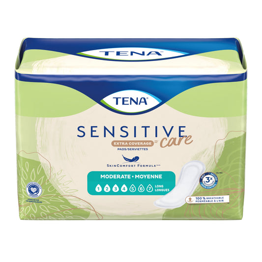 Bladder Control Pad TENA® Sensitive Care Extra Coverage Long 12 Inch Length Moderate Absorbency Dry-Fast Core™ One Size Fits Most
