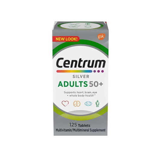 Multimineral / Multivitamin Supplement Centrum® Silver® Adults 50+ Vitamin A / C / D3 / E / K 750 mcg / 60 mg / 25 mcg / 22.5 mg / 30 mcg / 1.5 mg Strength Tablet 125 per Bottle