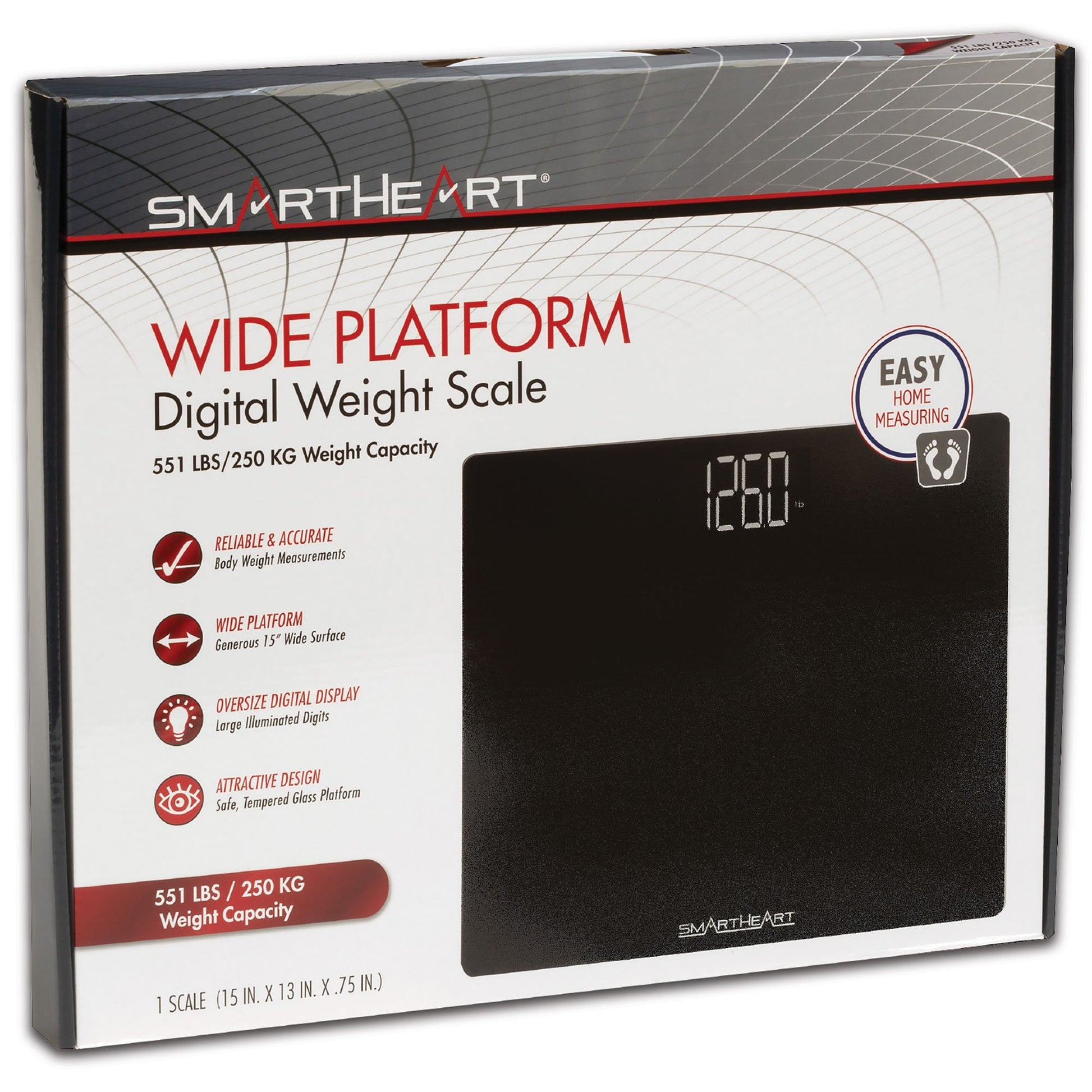 Floor Scale Veridian® Digital Display 438 lbs. / 199 kg Capacity Black Battery Operated