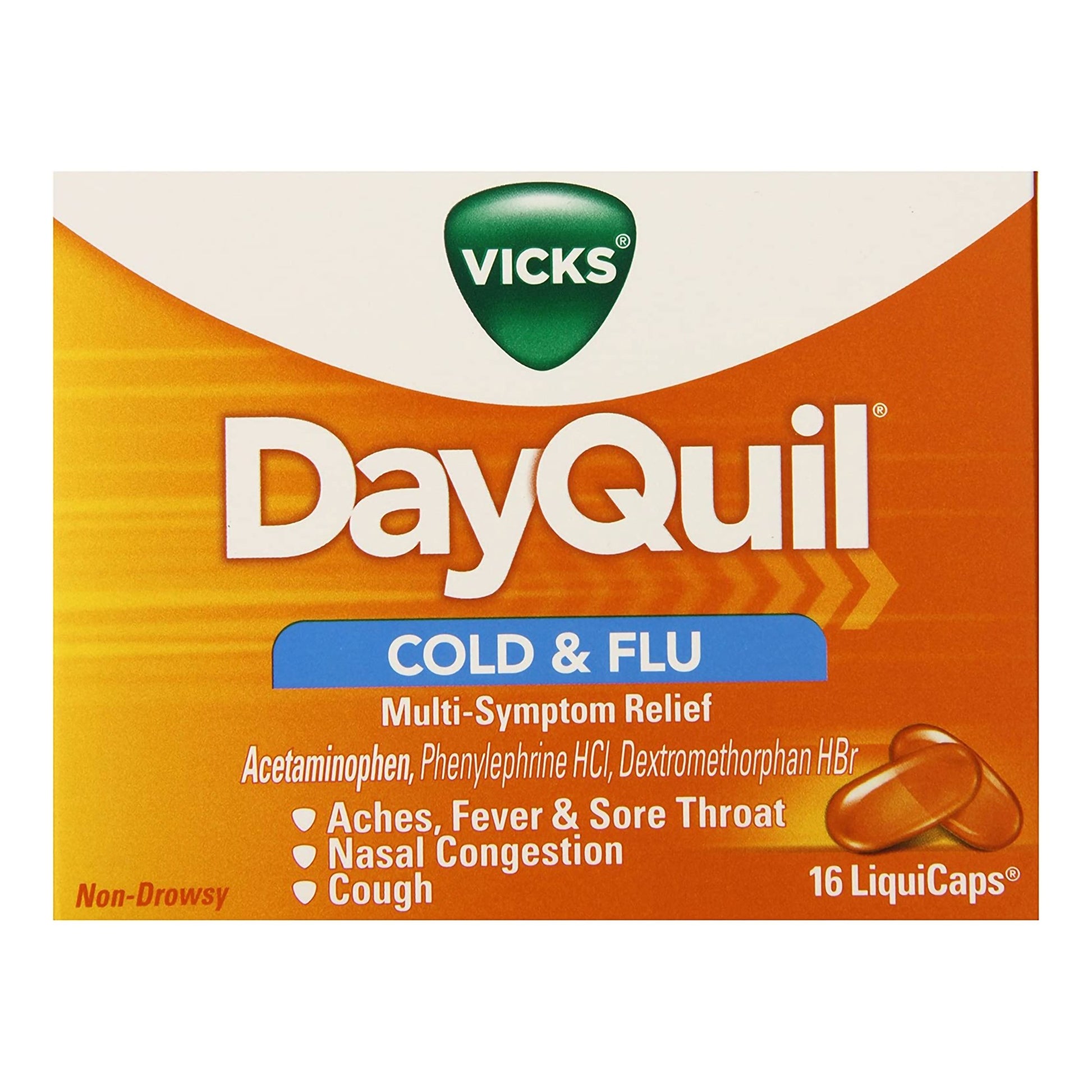 Cold and Cough Relief Vicks® 325 mg - 10 mg - 5 mg Strength Gelcap 16 per Box