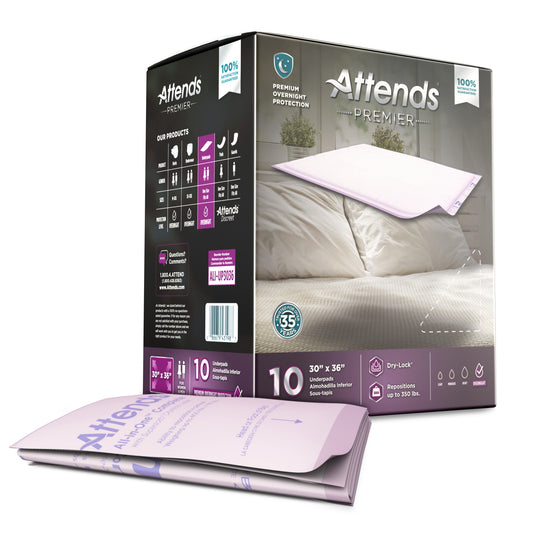 Disposable Underpad Attends® Premier Low Air Loss and Repositioning 30 X 36 Inch Dry-Lock® Core Heavy Absorbency
