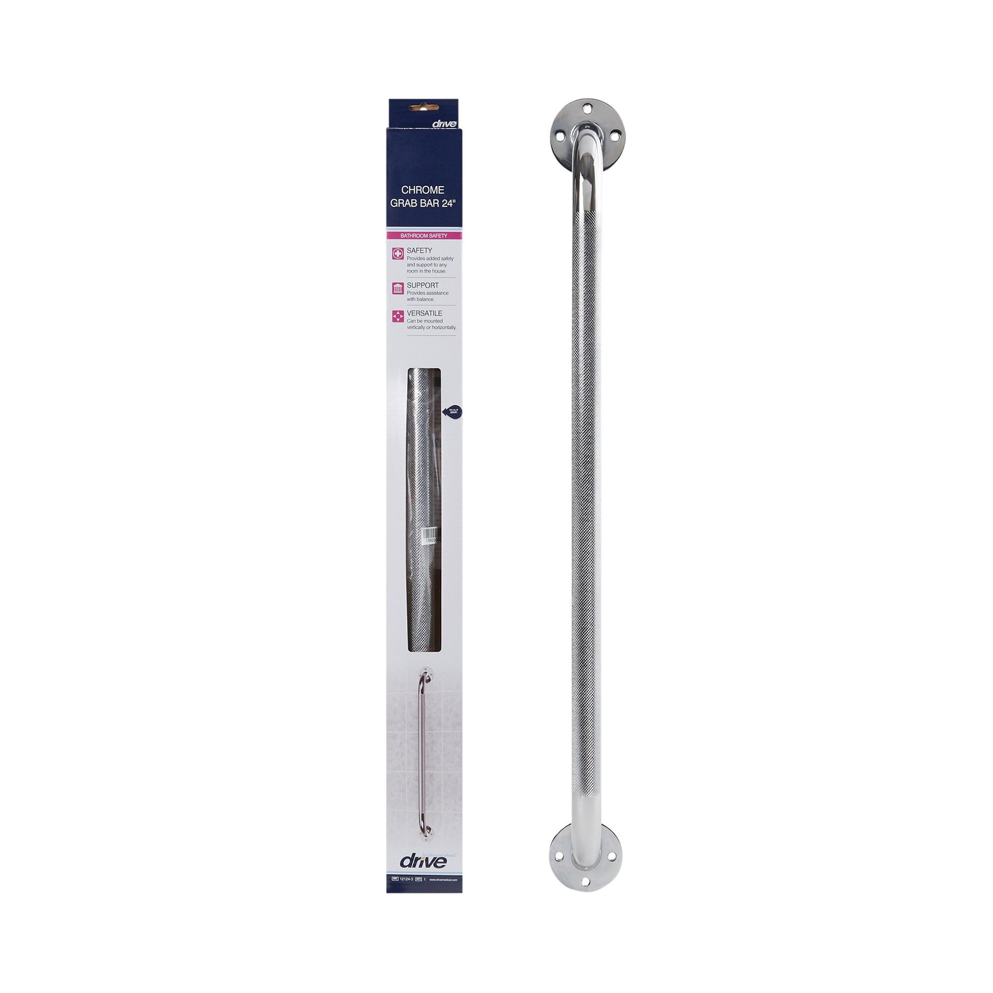 Wall Grab Bar drive™ Chrome Finish Knurled Steel