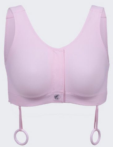 Post-Surgical Bra Elizabeth Pink Surgical Bra® 36 to 39 Inch Chest Large Pink Front Hook and Loop Closure Drain Holders