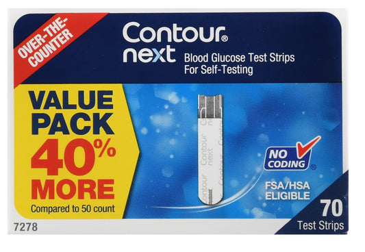 Blood Glucose Test Strips Ascensia Contour® 70 Strips per Pack For Bayer Ascensia® Contour® Blood Glucose Meter