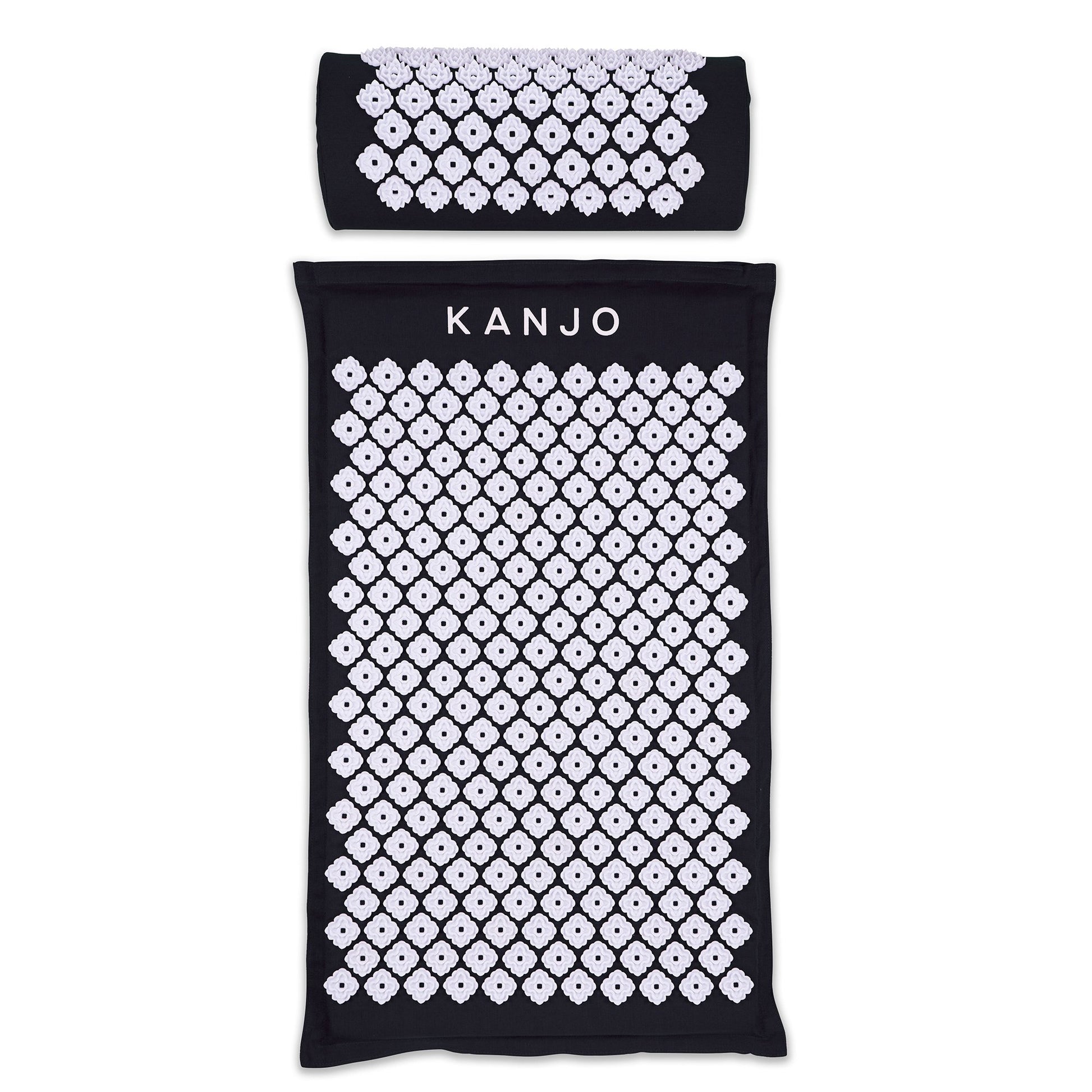 Kanjo Acupressure Mat Set Onyx Cotton-Linen Fabric / Memory Foam / Plastic Mat: 17 X 28 Inch / Pillow: 6 X 14 Inch