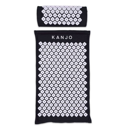 Kanjo Acupressure Mat Set Onyx Cotton-Linen Fabric / Memory Foam / Plastic Mat: 17 X 28 Inch / Pillow: 6 X 14 Inch