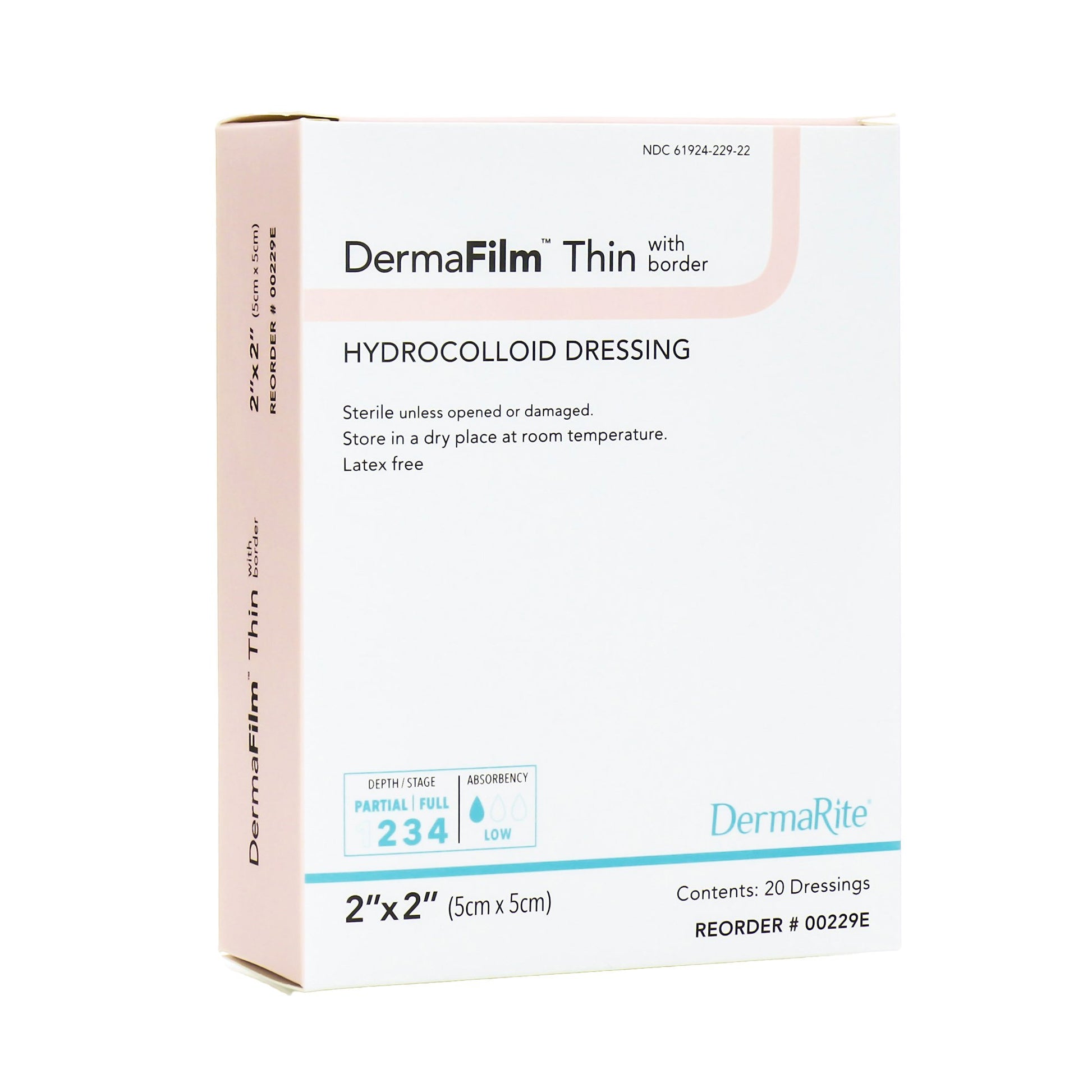 Thin Hydrocolloid Dressing DermaFilm® Film Backing 2 X 2 Inch Square Hydrocolloid / Film