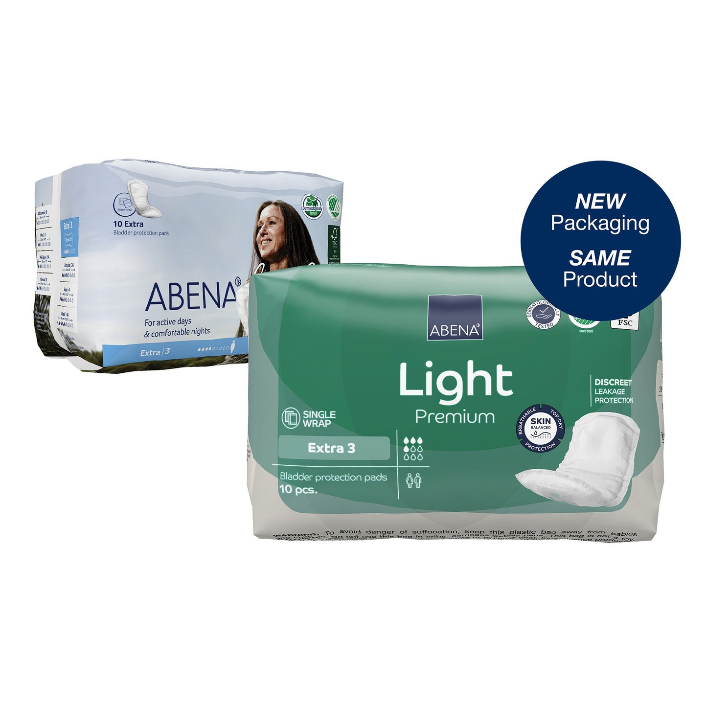 Bladder Control Pad Abena™ Light Extra 13 Inch Length Light Absorbency Fluff / Polymer Core One Size Fits Most