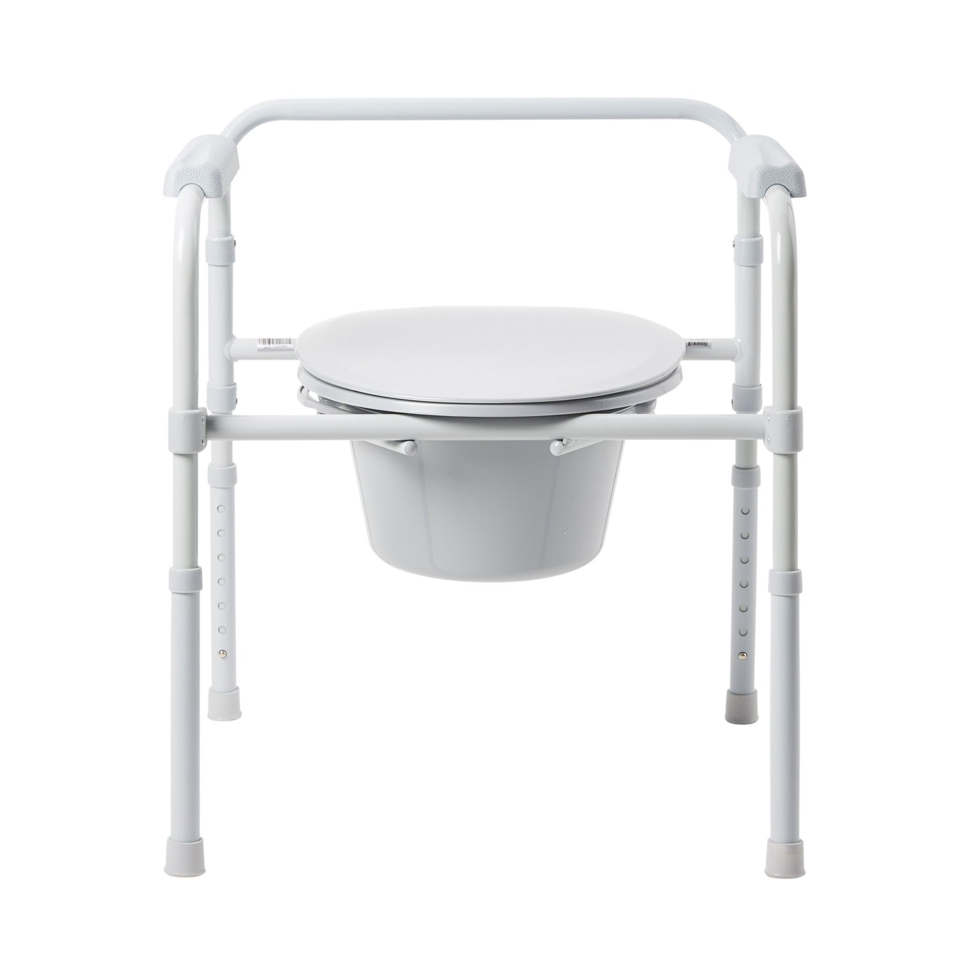 3-in-1 Commode Chair McKesson Fixed Arms Steel Frame Back Bar 13-1/4 Inch Seat Width 350 lbs. Weight Capacity