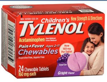 Children's Pain Relief Children's Tylenol® 160 mg Strength Acetaminophen Chewable Tablet 24 per Box