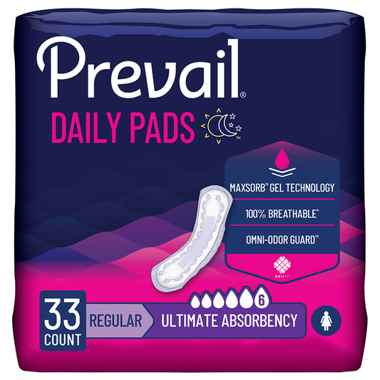 Bladder Control Pad Prevail® Daily 14-1/4 Inch Length Heavy Absorbency Polymer Core One Size Fits Most