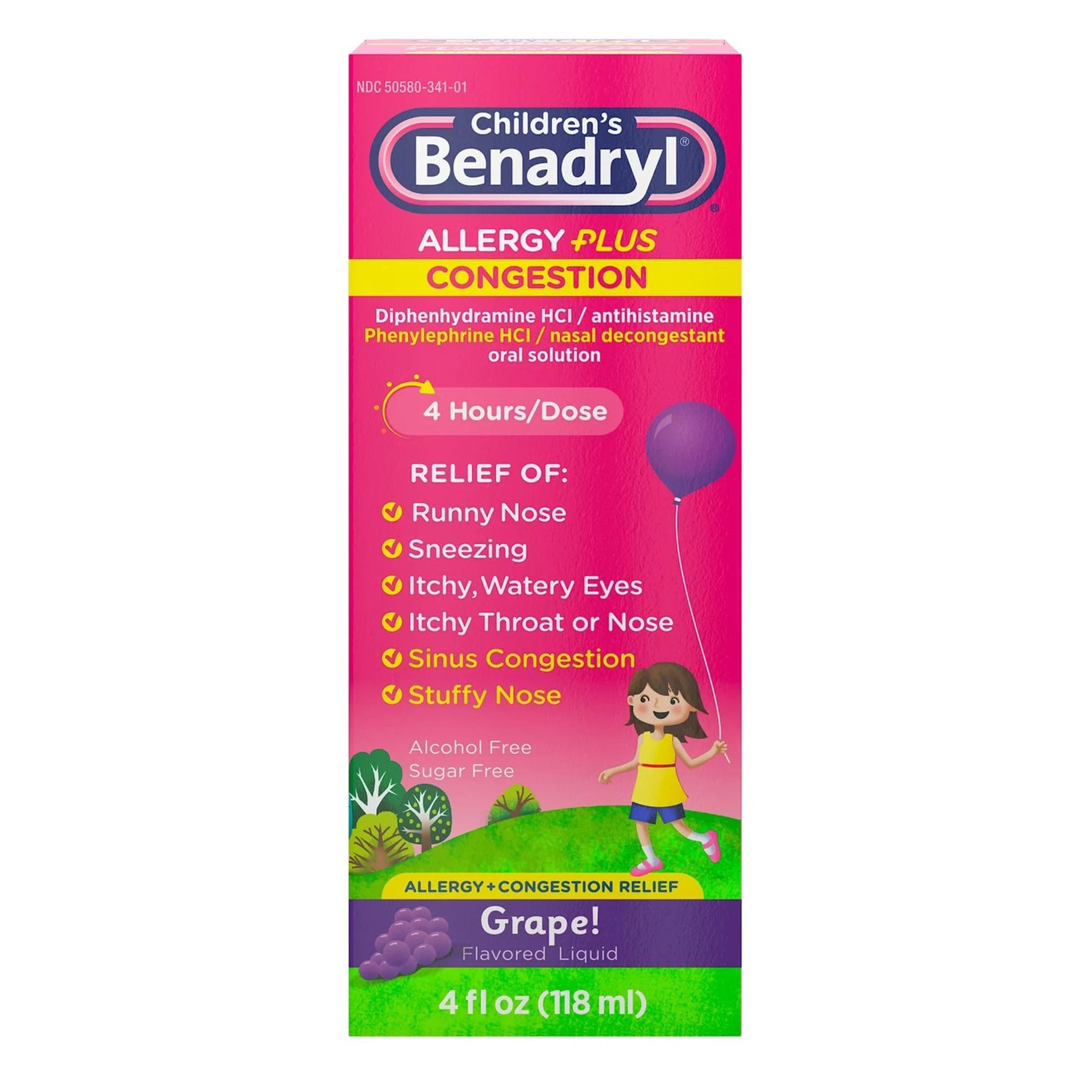 Children's Allergy Relief Children’s BENADRYL® Allergy Plus Congestion 12.5 mg - 5 mg Strength Liquid 4 oz.