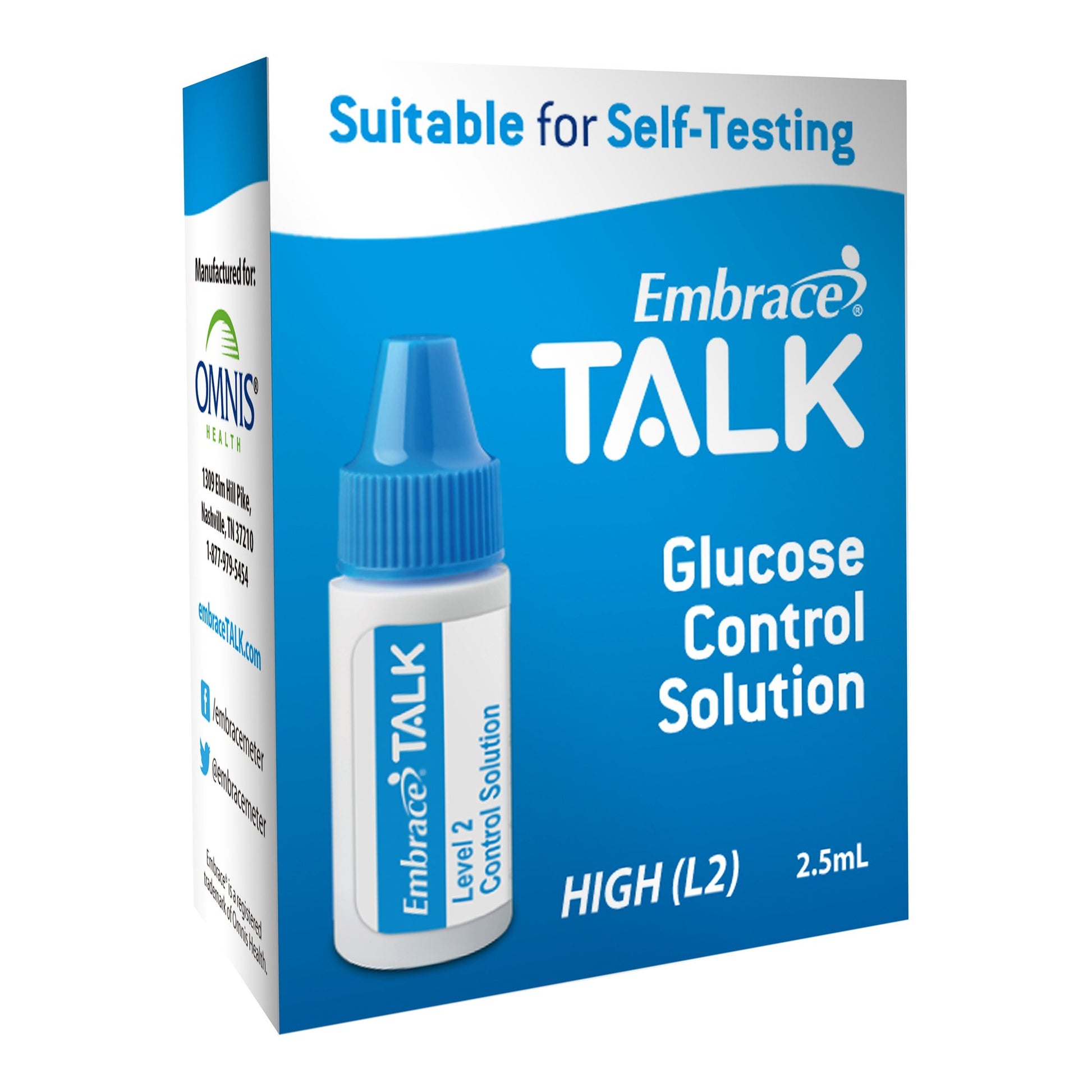 Blood Glucose Control Solution Embrace® Talk 2.5 mL Level 2