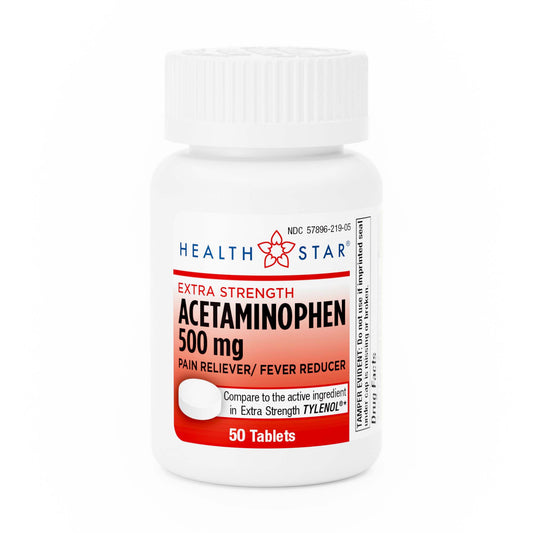 Pain Relief 500 mg Strength Acetaminophen Tablet 50 per Bottle