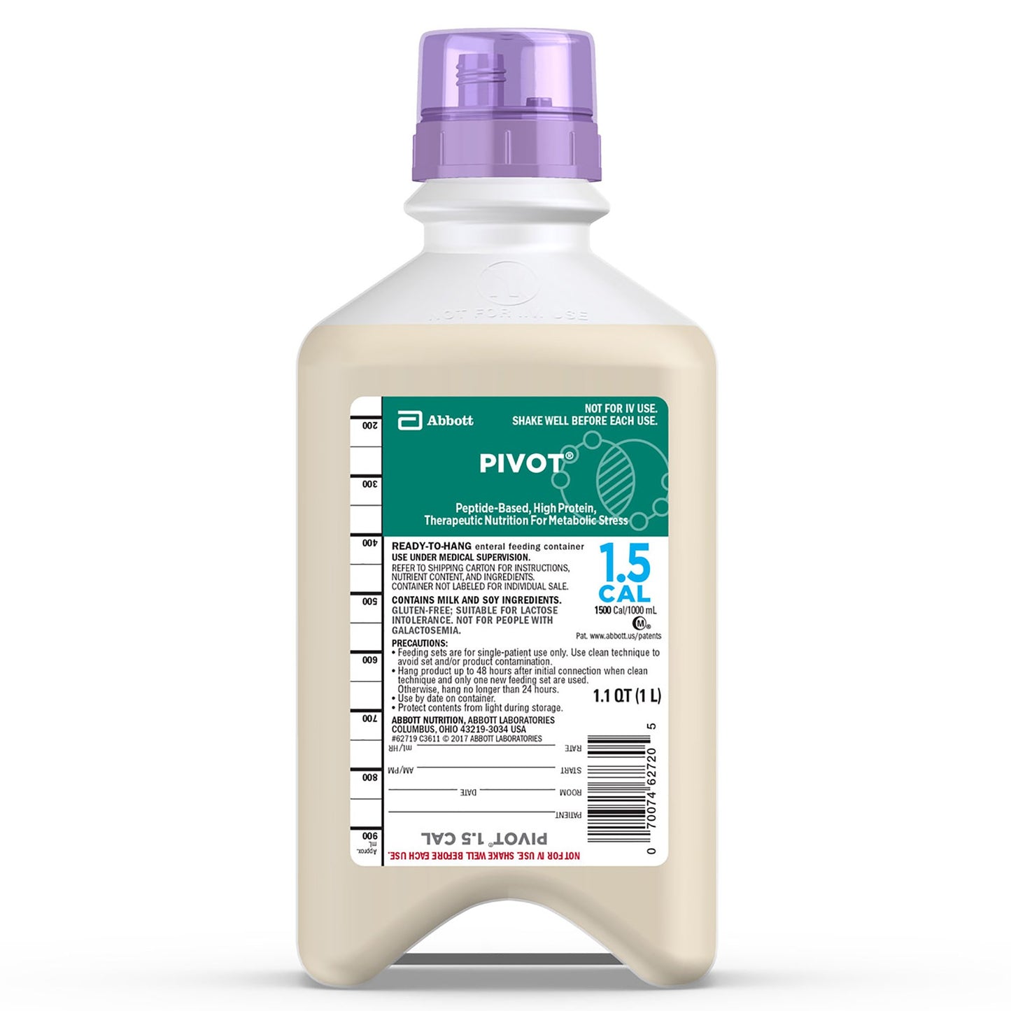 Tube Feeding Formula Pivot® 1.5 Cal Unflavored Liquid 33.8 oz. Bottle