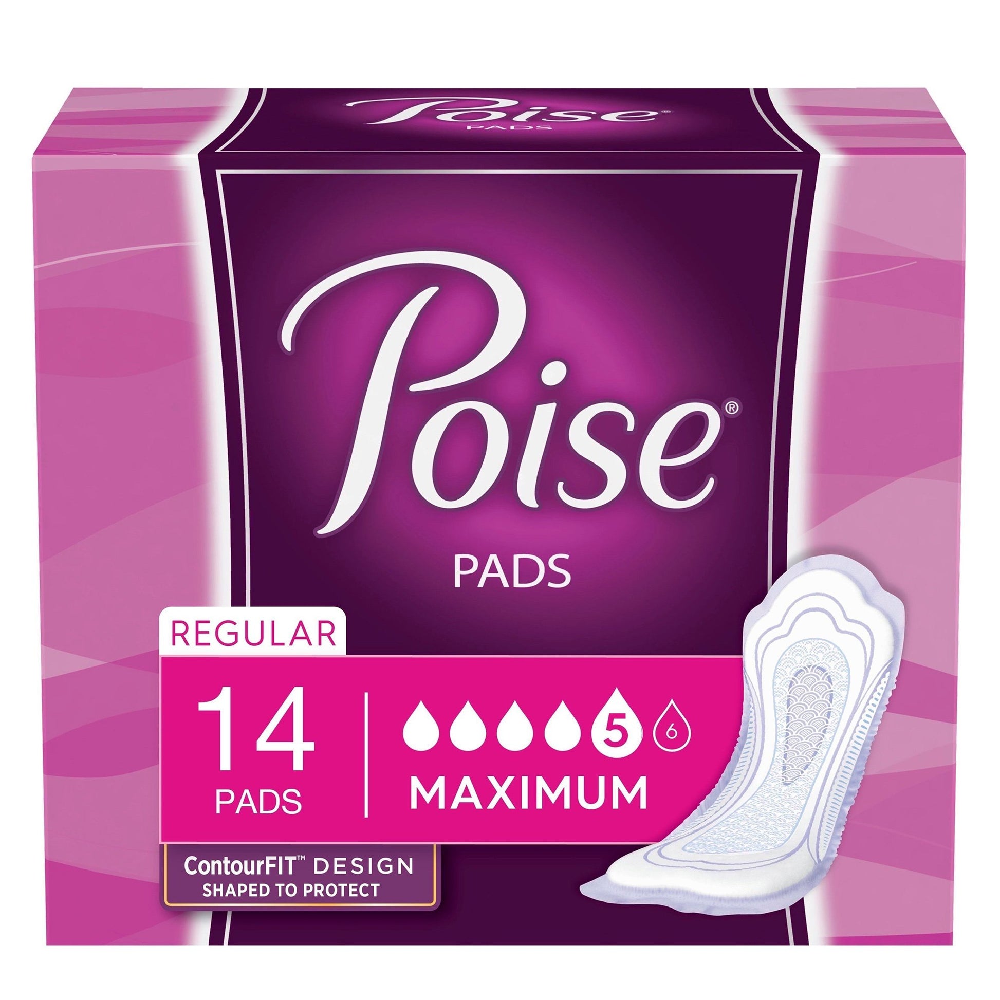 Bladder Control Pad Poise® 12.2 Inch Length Heavy Absorbency Sodium Polyacrylate Core Regular