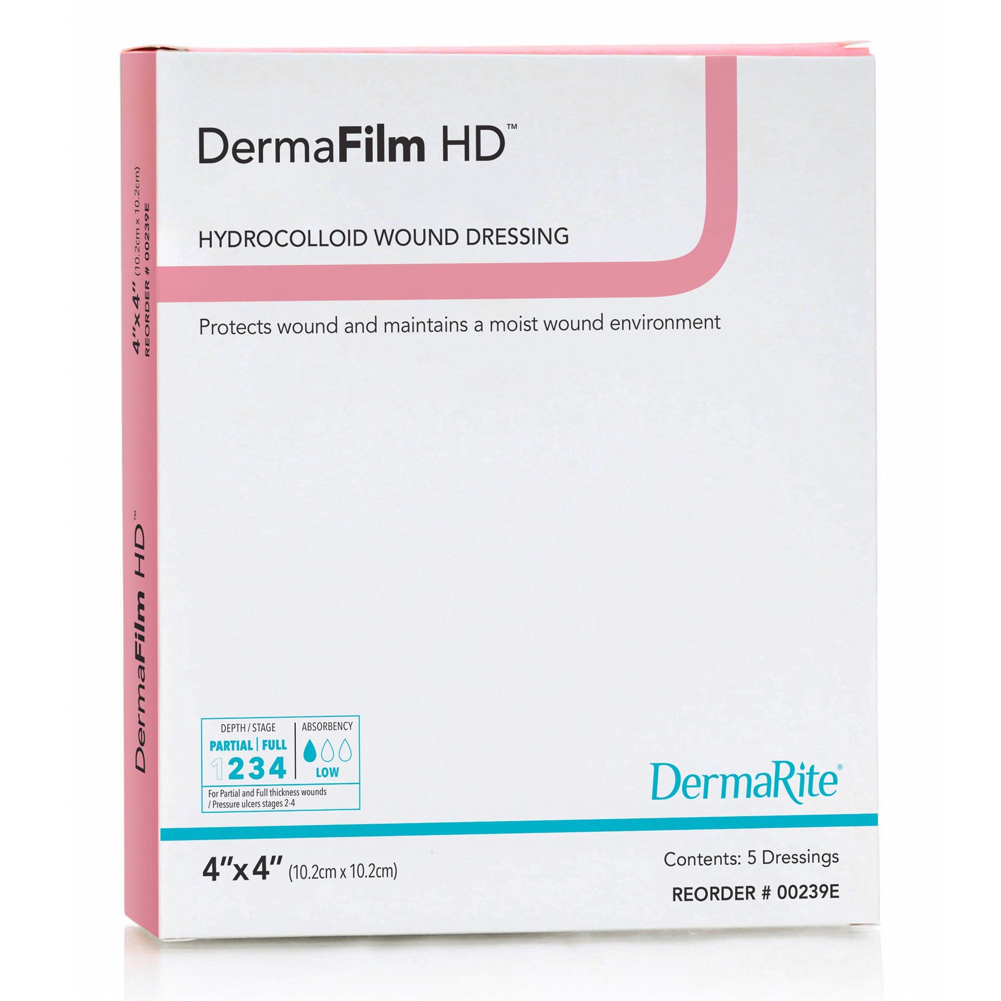 Hydrocolloid Dressing DermaFilm® HD Film Backing 4 X 4 Inch Square Hydrocolloid / Film