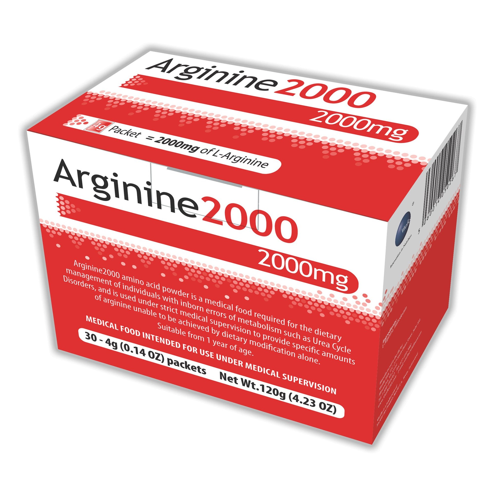 Oral Supplement Arginine 2000 Unflavored Powder 4 Gram Individual Packet