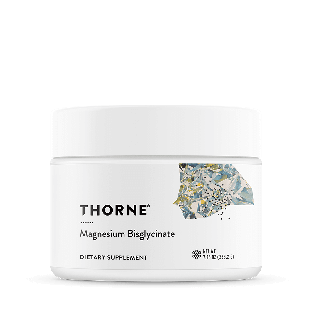 Oral Supplement THORNE® Magnesium Bisglycinate Sweet Flavor Powder 6.5 oz. Canister