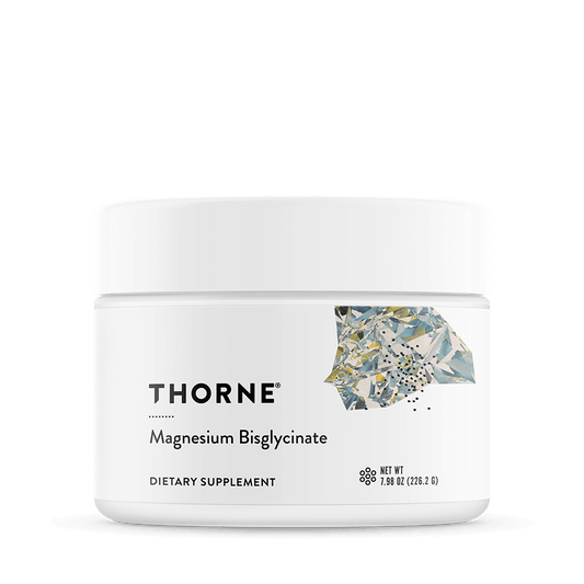 Oral Supplement THORNE® Magnesium Bisglycinate Sweet Flavor Powder 6.5 oz. Canister