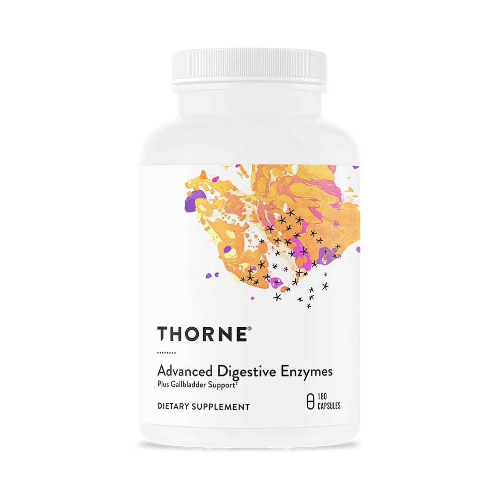 Dietary Supplement THORNE® Advanced Digestive Enzymes Glutamic Acid / Pancreatin / Bile Salts / Betaine Hydrochloride / Pepsin 480 mg - 140 mg - 80 mg - 480 mg - 70 mg Strength Capsule 180 per Bottle
