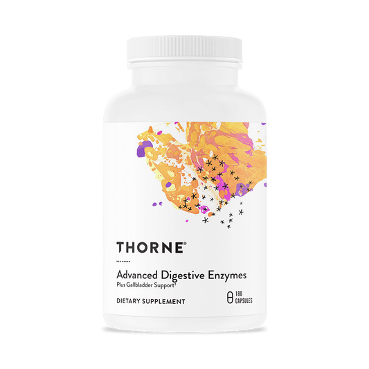 Dietary Supplement THORNE® Advanced Digestive Enzymes Glutamic Acid / Pancreatin / Bile Salts / Betaine Hydrochloride / Pepsin 480 mg - 140 mg - 80 mg - 480 mg - 70 mg Strength Capsule 180 per Bottle