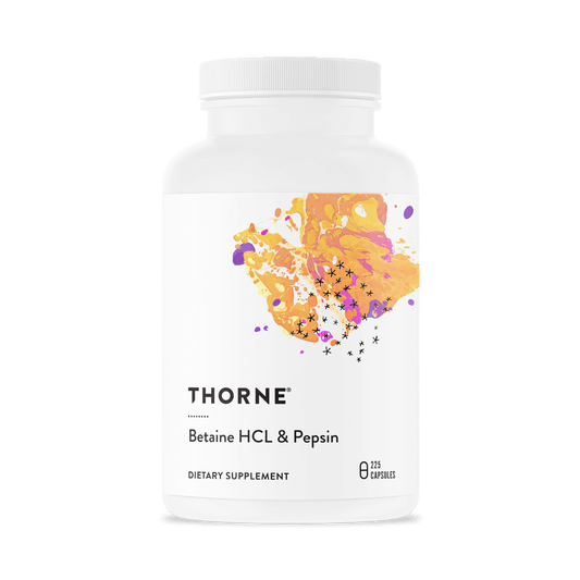 Dietary Supplement THORNE® Betaine HCL / Pepsin Betaine Hydrochloride / Pepsin (Porcine) 1 g - 47 mg Strength Capsule 225 per Bottle
